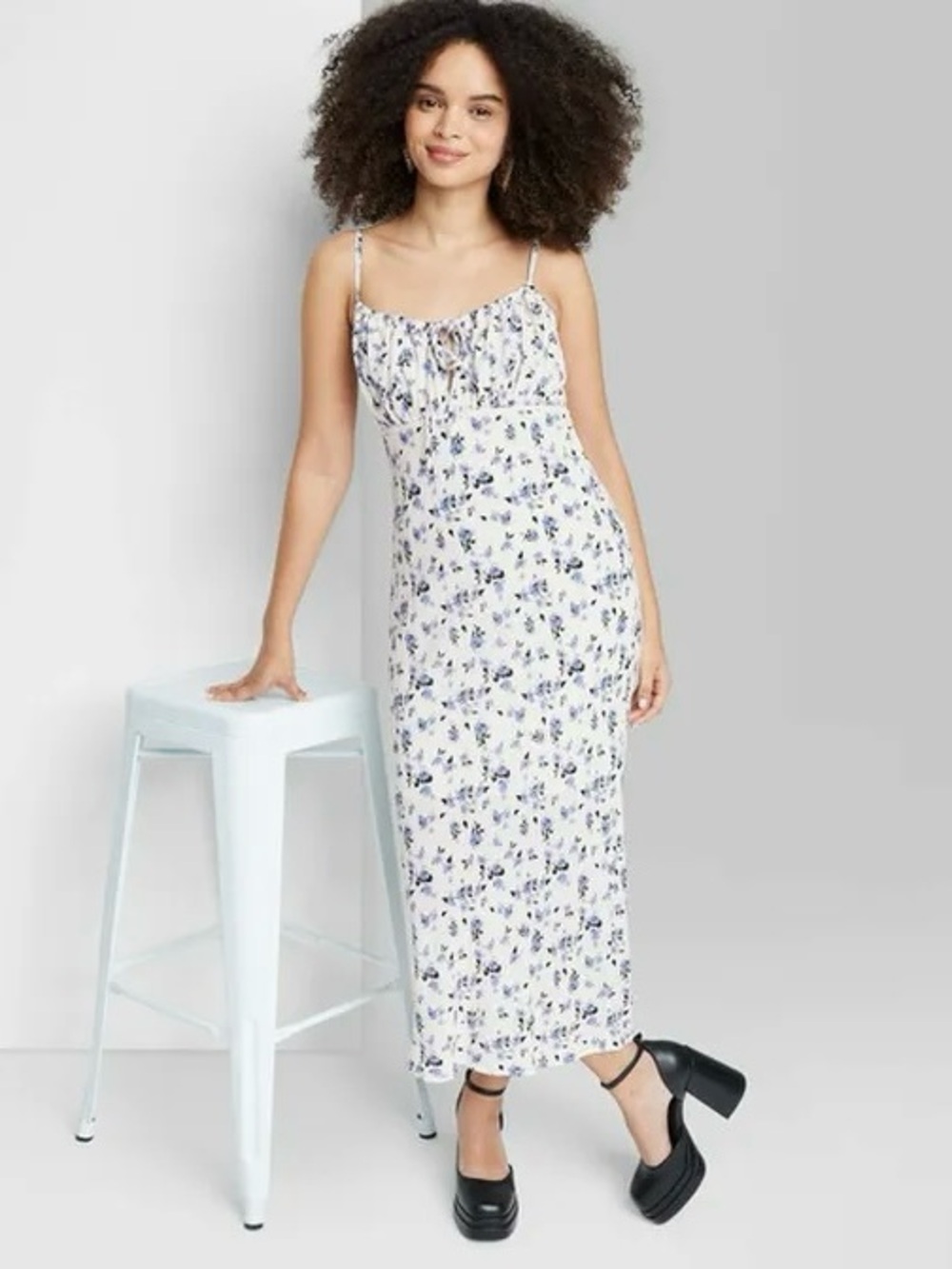 wild fable Floral Sleeveless Ruched Tie-Front Dress Prairie Cottagecore Jrs XXL